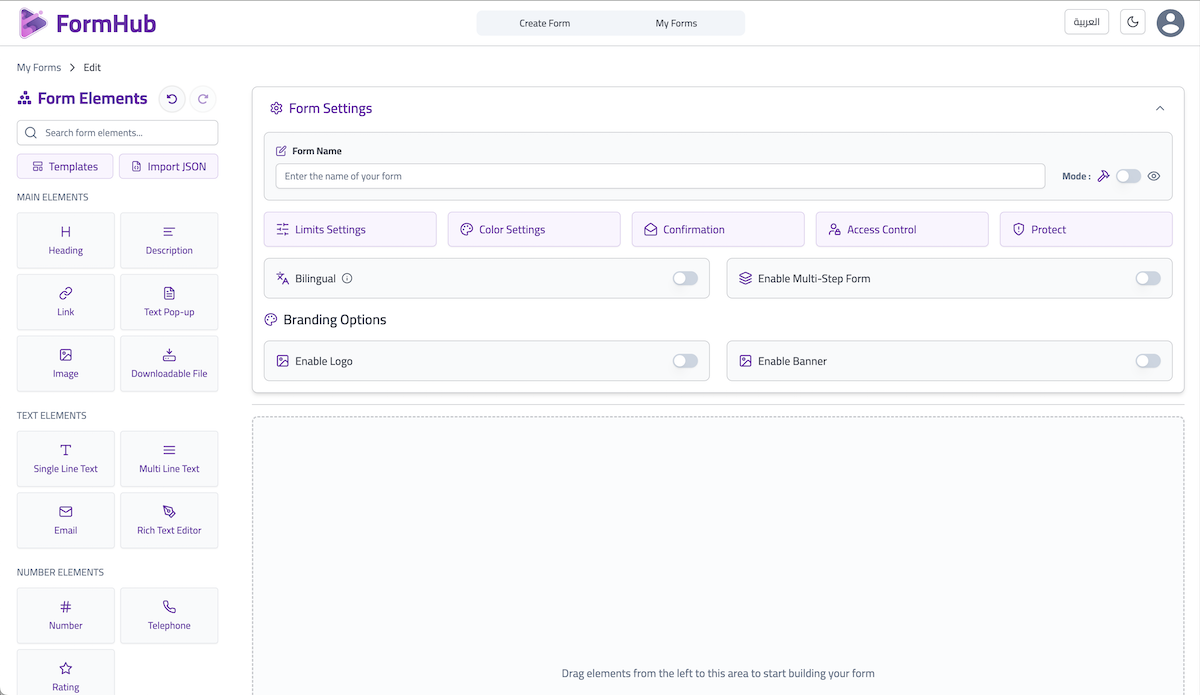 FormHub interface